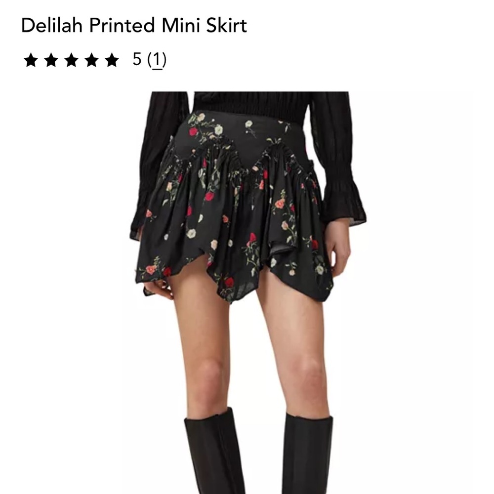 All Saints Delilah Black Floral Mini Skirt